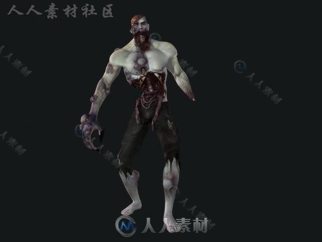 恐怖的僵尸科幻人形生物角色3D模型Unity游戏素材资源