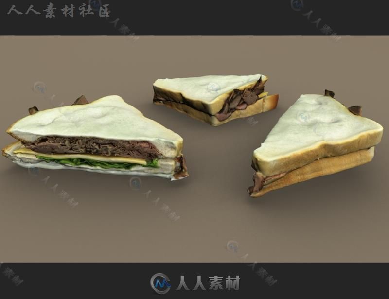 现代六个美味详细的三明治3D模型合辑