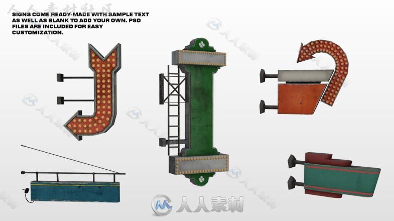 老式的城市金属标志室外道具3D模型Unity游戏素材资源