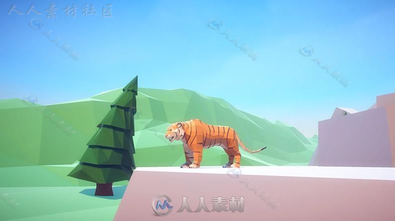 美丽的艺术老虎动物角色3D模型Unity游戏素材资源