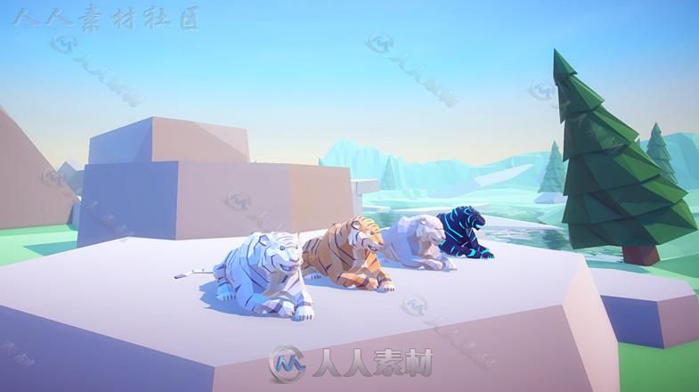 美丽的艺术老虎动物角色3D模型Unity游戏素材资源