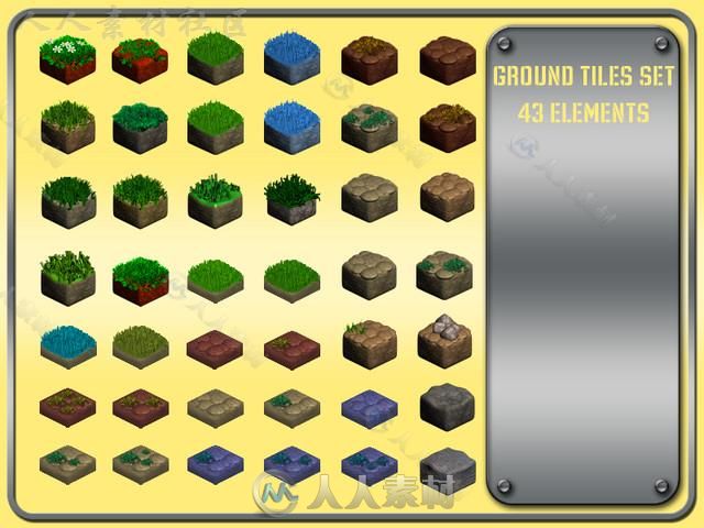 等距的2D地砖贴图和材质Unity游戏素材资源