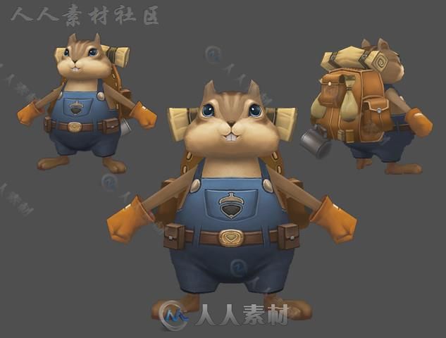 寻宝猎人和怪物卡通角色3D模型Unity游戏素材资源