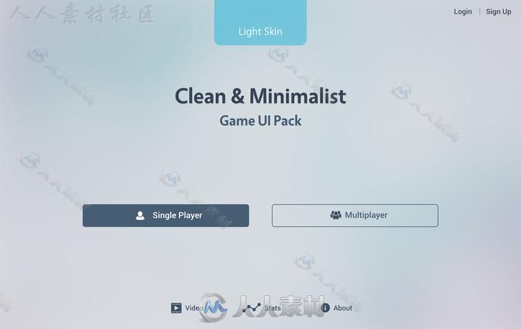 干净和简约风格的UI外皮贴图和材质Unity游戏素材资源