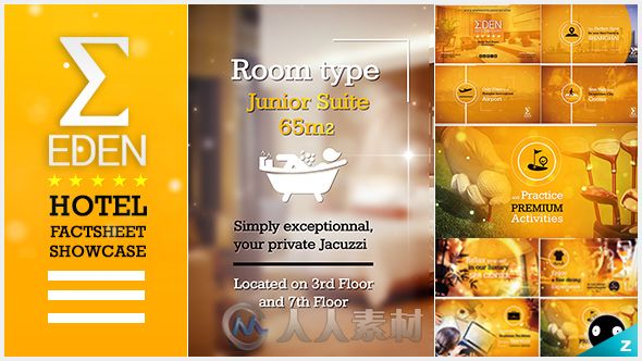 旅游休闲豪华酒店客房餐厅展示幻灯片AE模板Videohive Hotel Fact-sheet Showcase ...