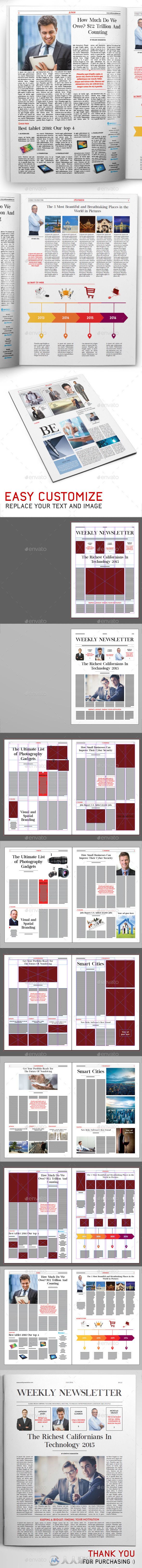 现代专业豪华时事通讯周刊indesign排版模板