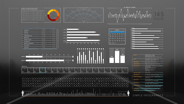 简单时尚现代信息图表数据表格展示幻灯片AE模板Videohive Simple Infographics 19...