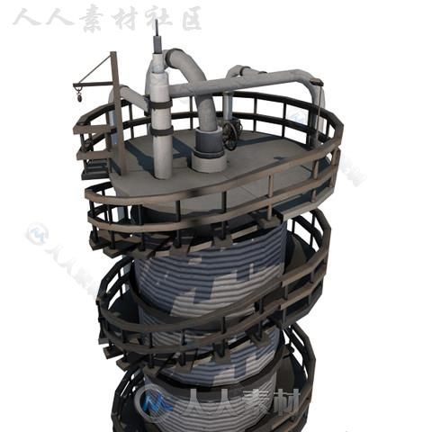 现代炼油厂外部工业环境3D模型Unity游戏素材资源