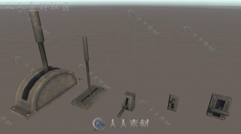 破旧的地下城杠杆室内道具3D模型Unity游戏素材资源