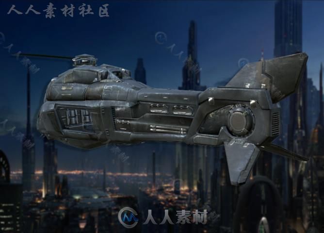 非常详细的多边形科幻直升机空中汽车3D模型Unity游戏素材资源