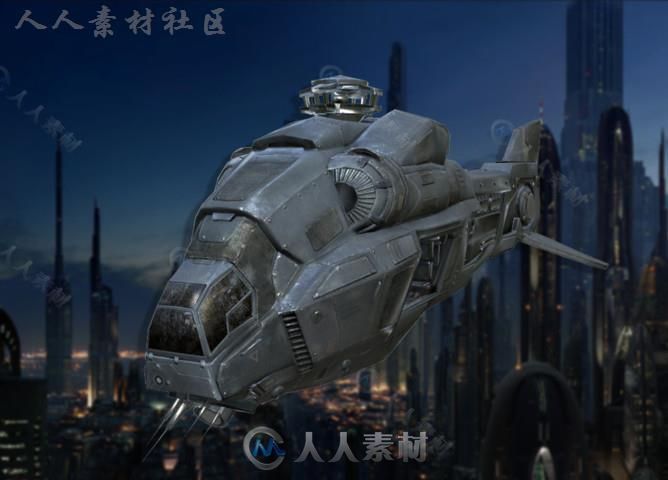 非常详细的多边形科幻直升机空中汽车3D模型Unity游戏素材资源