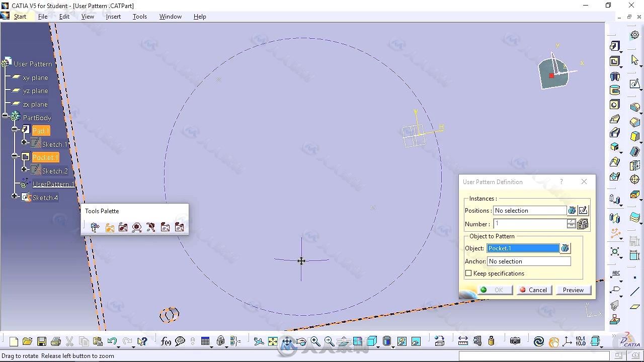 CATIA V5部件图案对称技术训练视频教程