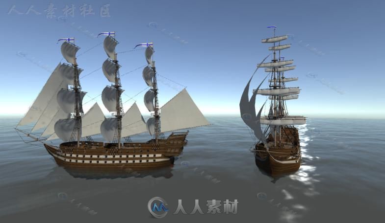 年代久远的军舰海上车辆3D模型Unity游戏素材资源