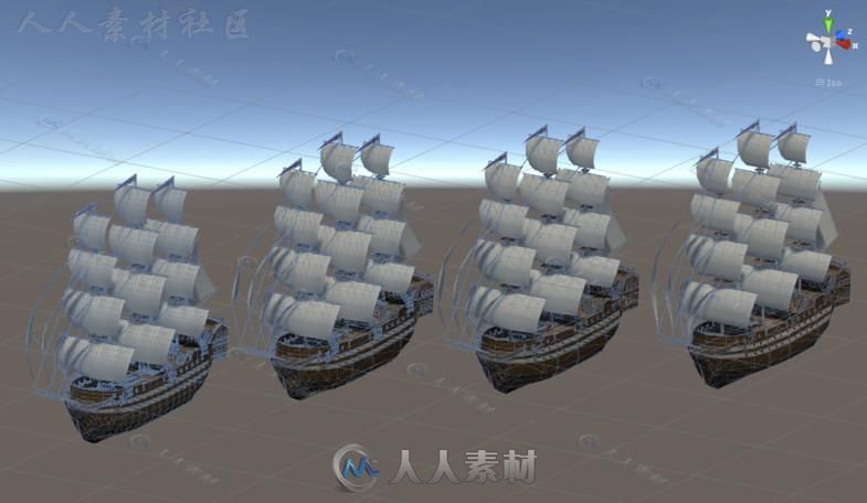 年代久远的军舰海上车辆3D模型Unity游戏素材资源