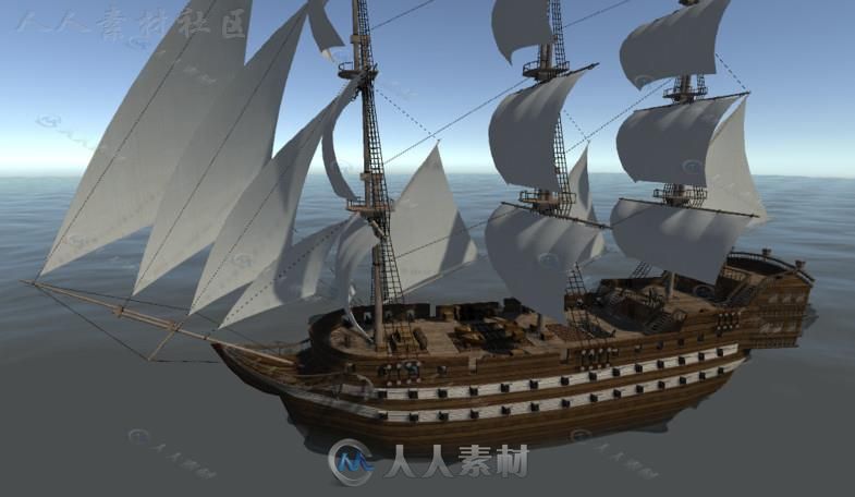 年代久远的军舰海上车辆3D模型Unity游戏素材资源