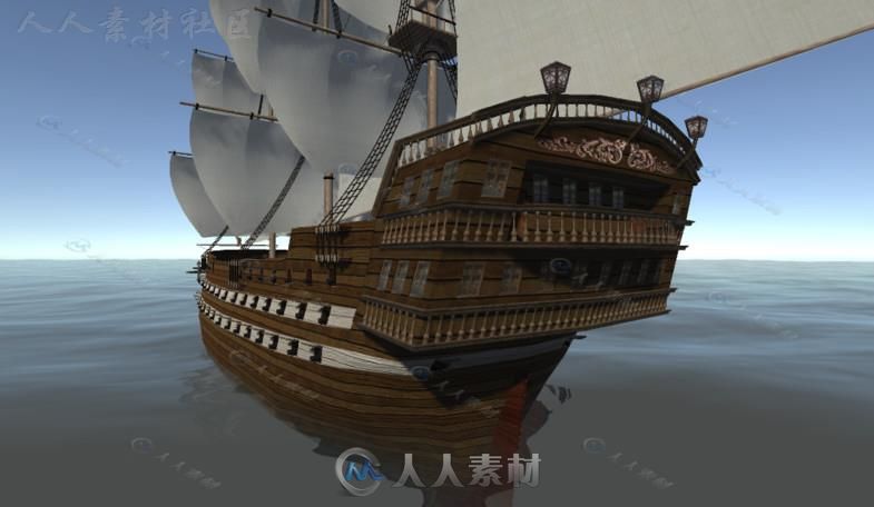 年代久远的军舰海上车辆3D模型Unity游戏素材资源