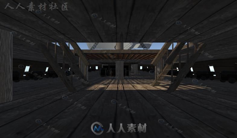 年代久远的军舰海上车辆3D模型Unity游戏素材资源