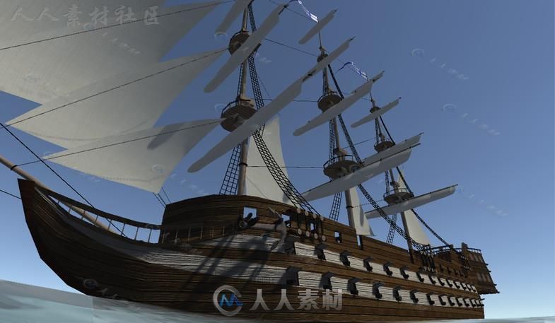 年代久远的军舰海上车辆3D模型Unity游戏素材资源