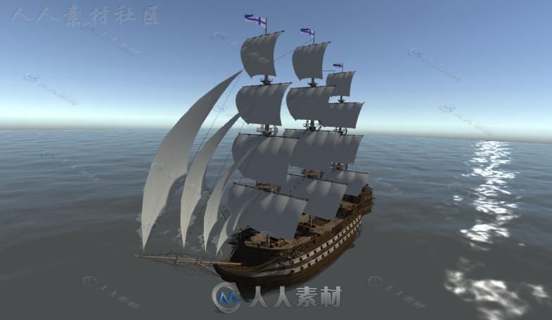 年代久远的军舰海上车辆3D模型Unity游戏素材资源