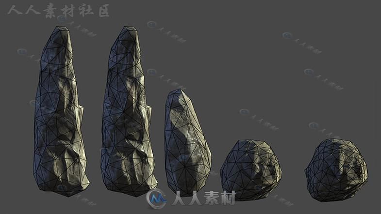 岩石树木幻想山林环境3D模型Unity游戏素材资源