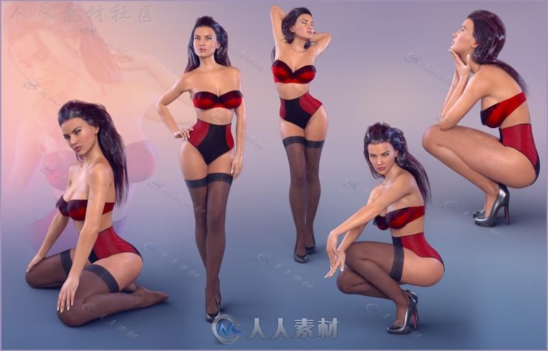 美丽感性的女性性感姿势造型3D模型合辑