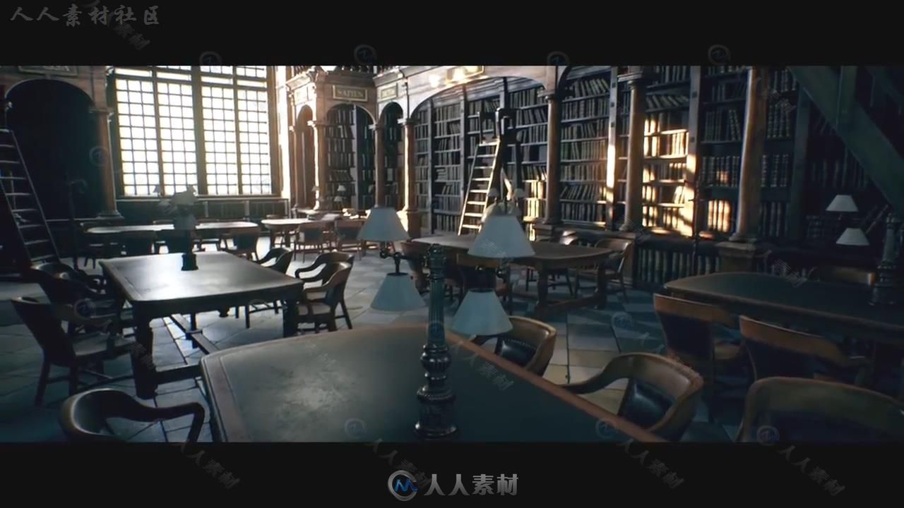 Unreal Engine虚幻游戏引擎游戏素材资源 - 牛津图书馆场景 GUMROAD OXFORD LIBRARY...