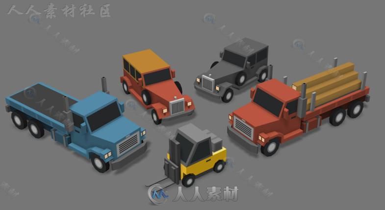 简单的卡通汽车车辆3D模型Unity游戏素材资源