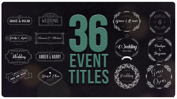 36组美丽浪漫的手绘婚礼装饰徽章和标题AE模板 Videohive 36 Event Titles 19513190