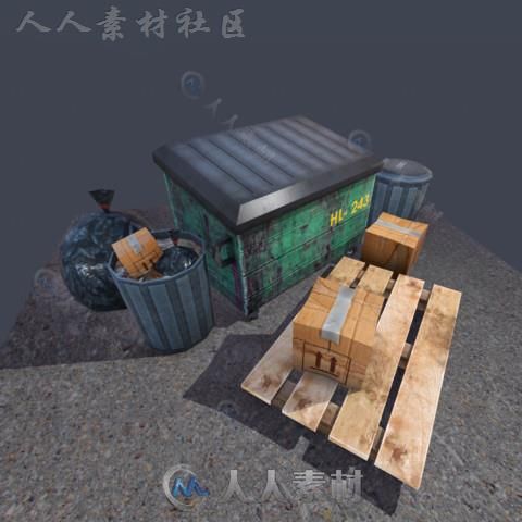 独特的城市垃圾包工业道具3D模型Unity游戏素材资源