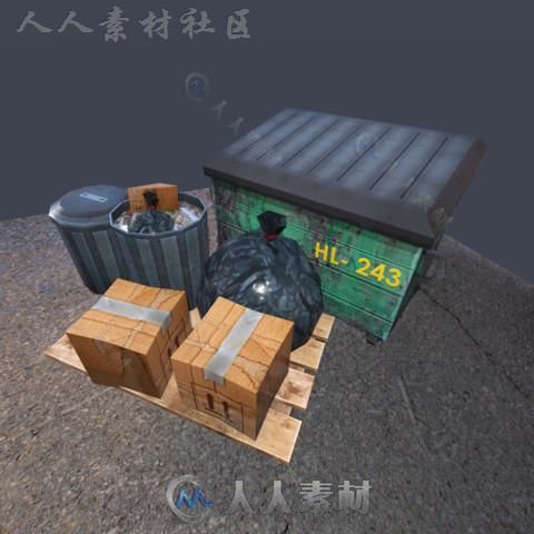 独特的城市垃圾包工业道具3D模型Unity游戏素材资源