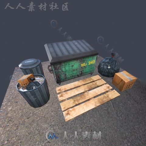 独特的城市垃圾包工业道具3D模型Unity游戏素材资源