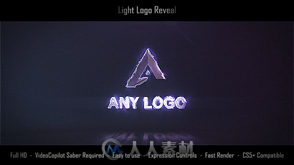 酷炫霓虹粒子光线描边标志显示LOGO演绎AE模板Videohive Light Logo Reveal 19553064