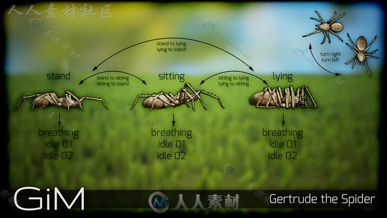 蜘蛛动物角色3D模型Unity游戏素材资源