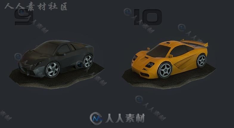 世界上最快最好看的卡通赛车陆地车辆3D模型Unity游戏素材资源