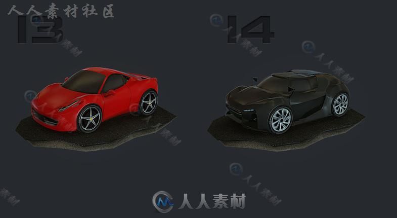 世界上最快最好看的卡通赛车陆地车辆3D模型Unity游戏素材资源