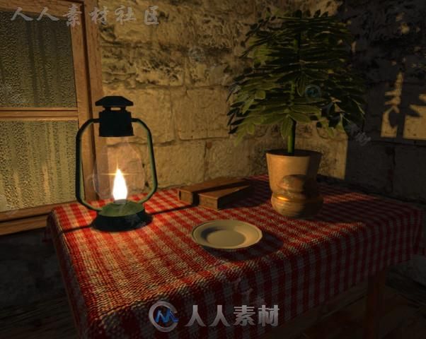 设备齐全的木制小屋城市环境3D模型Unity游戏素材资源