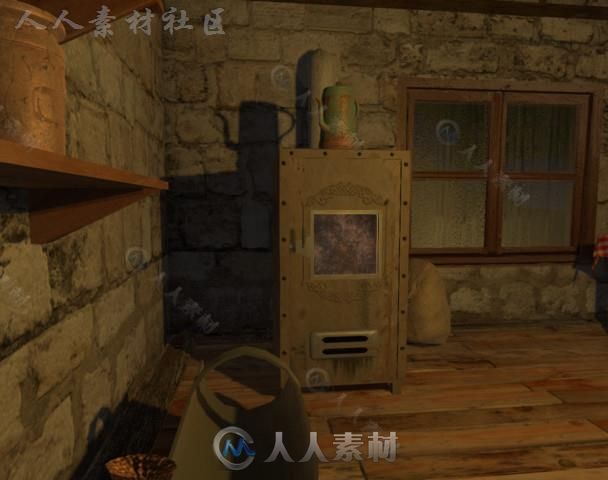 设备齐全的木制小屋城市环境3D模型Unity游戏素材资源