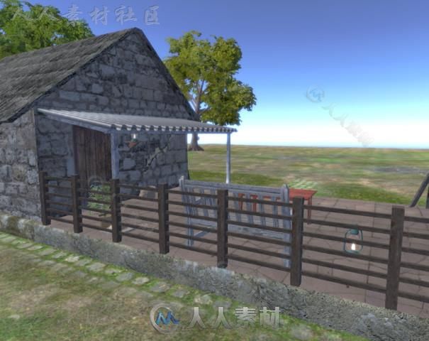 设备齐全的木制小屋城市环境3D模型Unity游戏素材资源