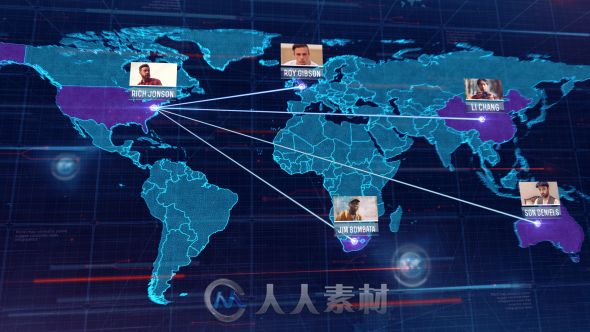 超酷创意科幻三维世界地图标记动画AE模板 Videohive World Map 16046826