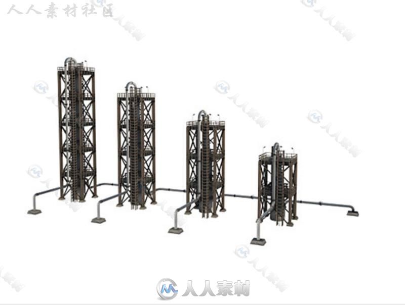 现代炼油厂工业环境3D模型Unity游戏素材资源