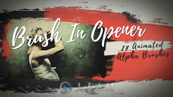 创意史诗笔刷效果图片展示幻灯片影视片头AE模板Videohive Brush In Opener 18627110