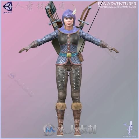 冒险游戏完美的女性角色人类人形生物角色3D模型Unity游戏素材资源