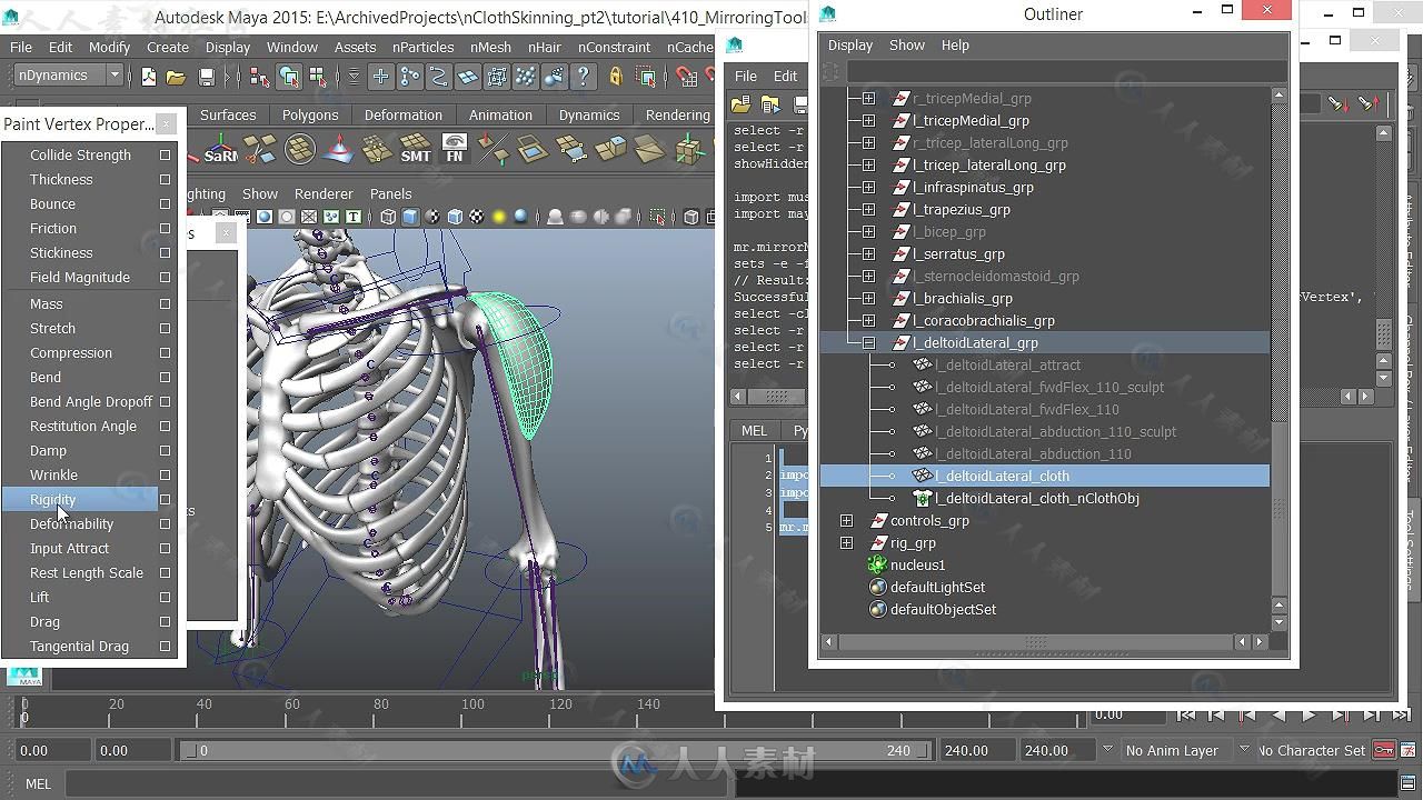 Maya肌肉与骨骼大师级训练视频教程第二季 CGCIRCUIT SKINNING WITH NCLOTH PART II