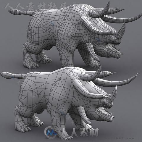 奇幻恐怖斗牛怪物3D模型Unity游戏素材资源