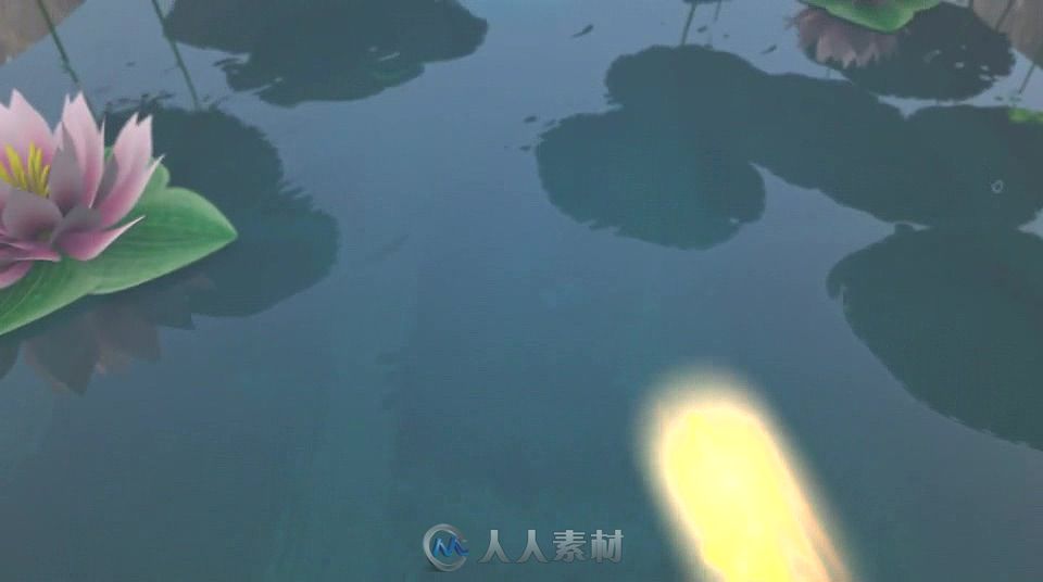 美丽的莲花池金色粒子光线飞舞标志显示LOGO演绎AE模板 Videohive Lotus Pond O...