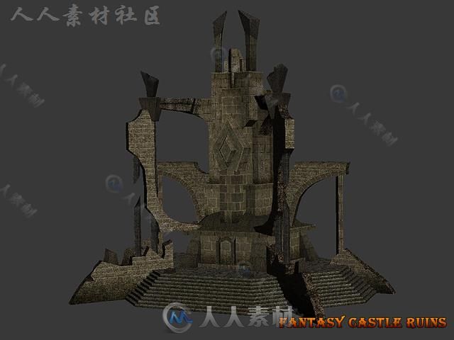 幻想中世纪城堡遗迹幻想环境3D模型Unity游戏素材资源