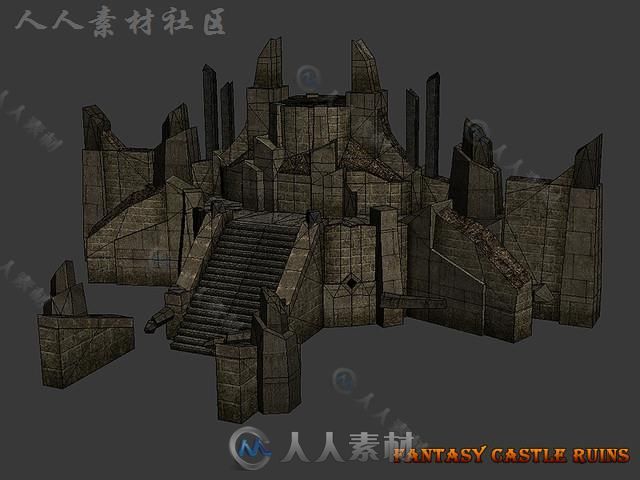 幻想中世纪城堡遗迹幻想环境3D模型Unity游戏素材资源