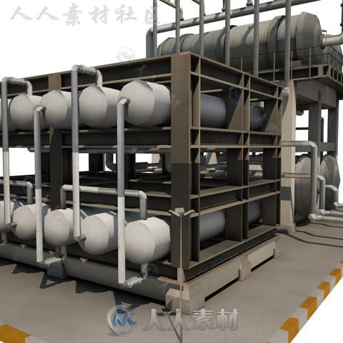 高效的网格拓扑炼油厂工业环境3D模型Unity游戏素材资源