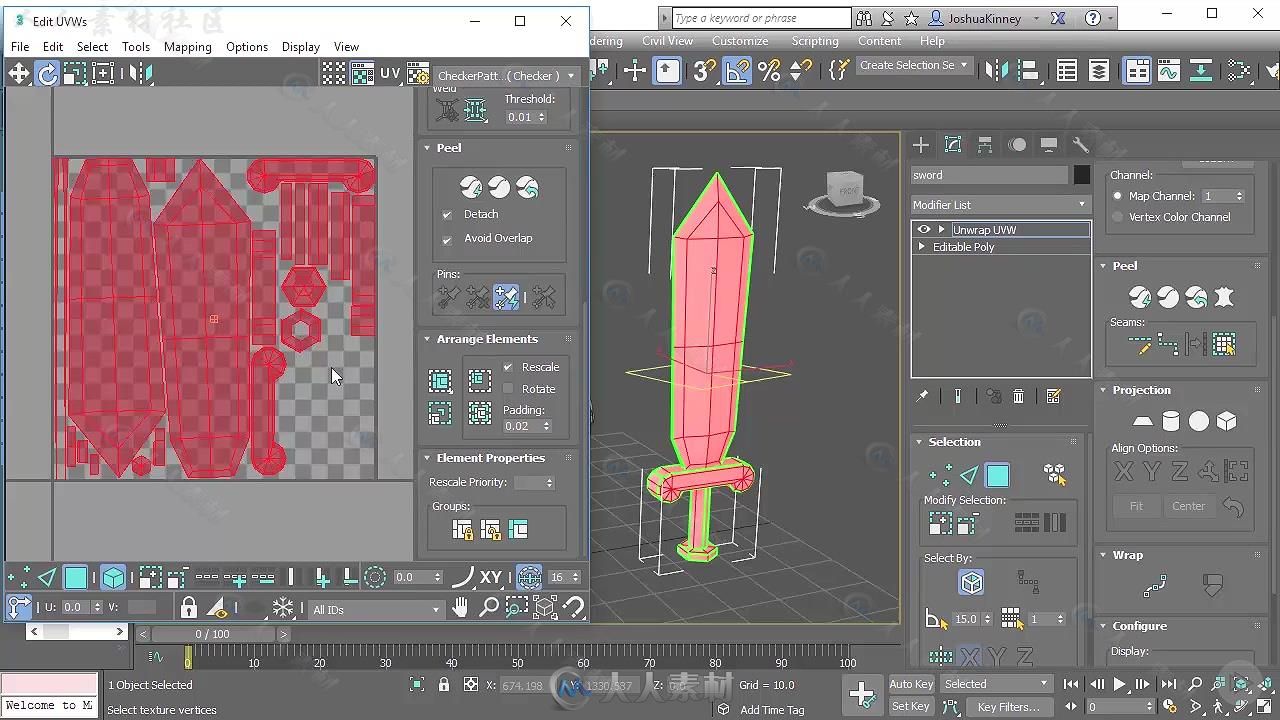 3dsmax中UV贴图布局技术视频教程