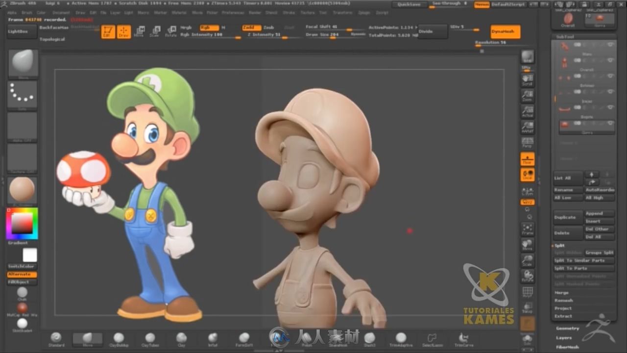 ZBrush 制作马里奥大叔加速视频SPEED MAKING OF - LUIGI